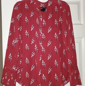 Long sleeve flutter sleeve blouse